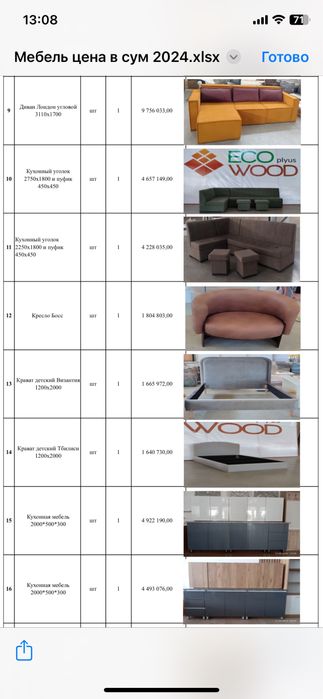 Xar xil turdagi tayyor mebellar