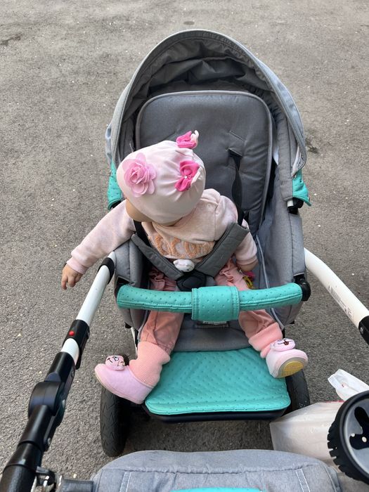 Коляска 3 в 1  зеленая Adamex