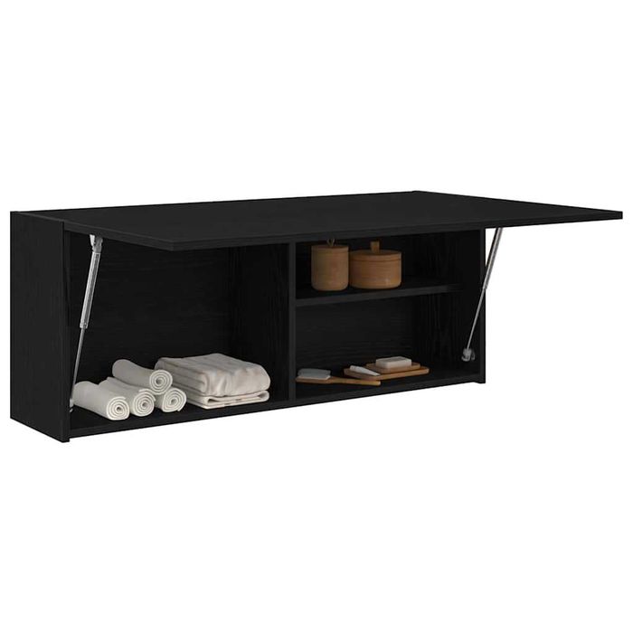 Dulap de baie suspendat, 100x25x40 cm, lemn stratificat, negru VidaXL