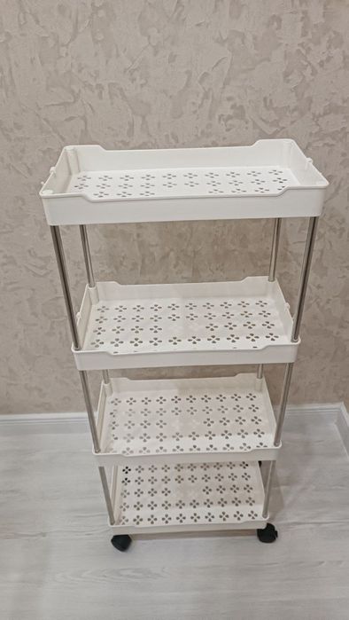 Тележка-органайзер для ванной 4-ярусная на колёсах