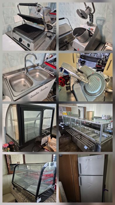 Vitrine calde,vitrine reci,hotă,mese inox,aragaz profesional,horeca