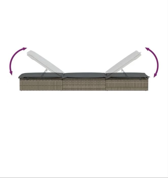 vidaXL Șezlong cu pernă, 1 buc., gri, 201x55x62 cm, poliratan