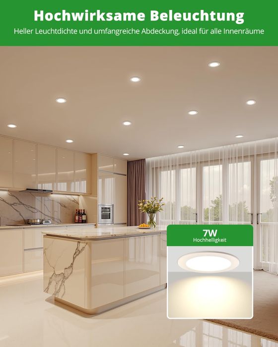 Set de 12 spoturi LED încastrate, 230 V, 7 W, 700 lumeni