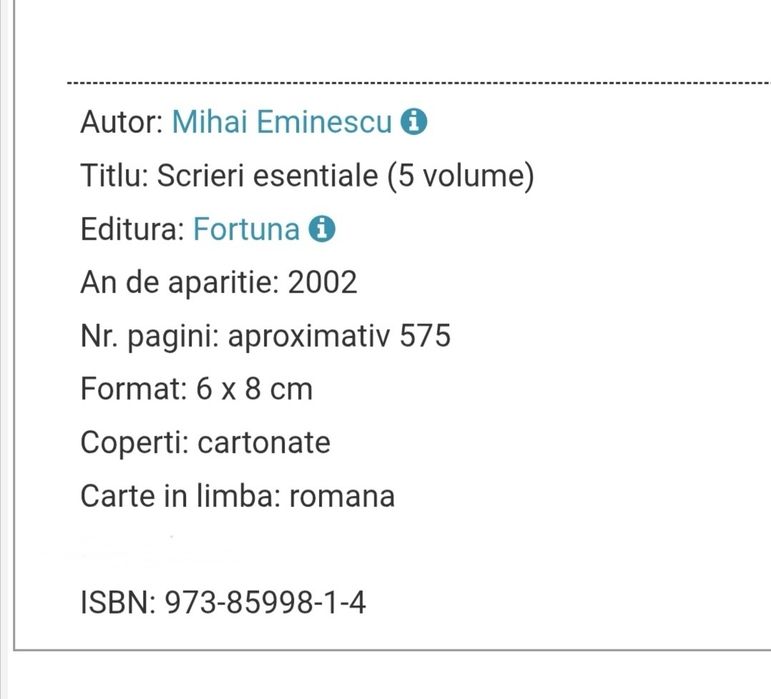 Carte liliput Scrieri esențiale Mihai Eminescu