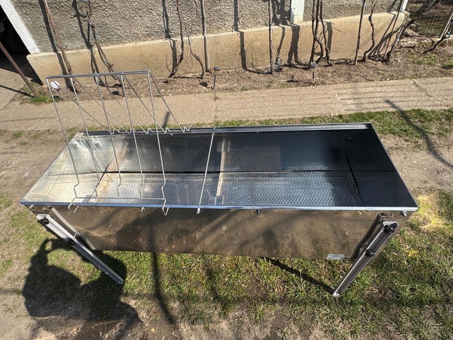 Banc de descapacit inox cu tăvi de depozitare și suport de rame