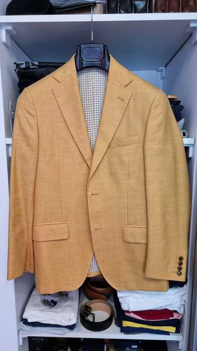 Sacou barbat Double Breasted Royal Hem, mar. 44, roz inchis, 100% lana