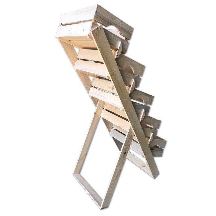 Дървен стъпаловиден стелаж от щайги за плод и зеленчук
