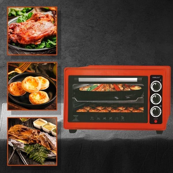 Cuptor electric 360°, Timer, Tuburi inox 304, 2000W, 48L, Roșu