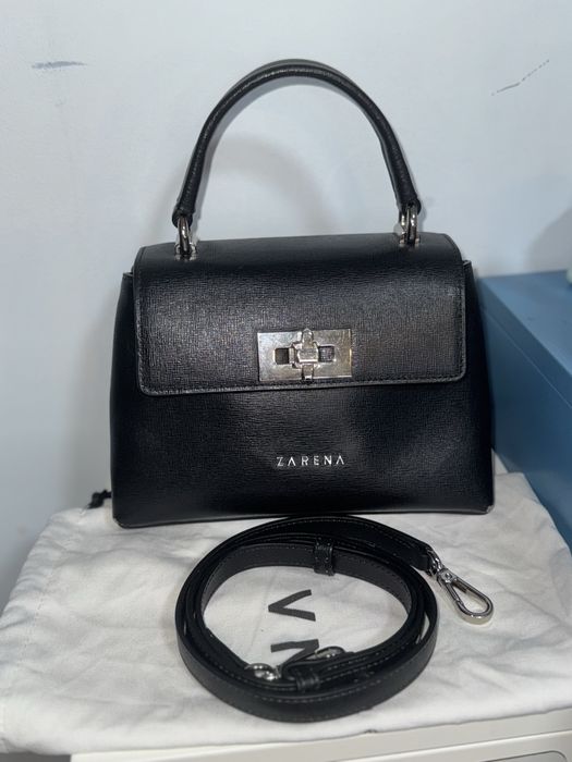 Чанта от естествена кожа на Зарена, черен цвят