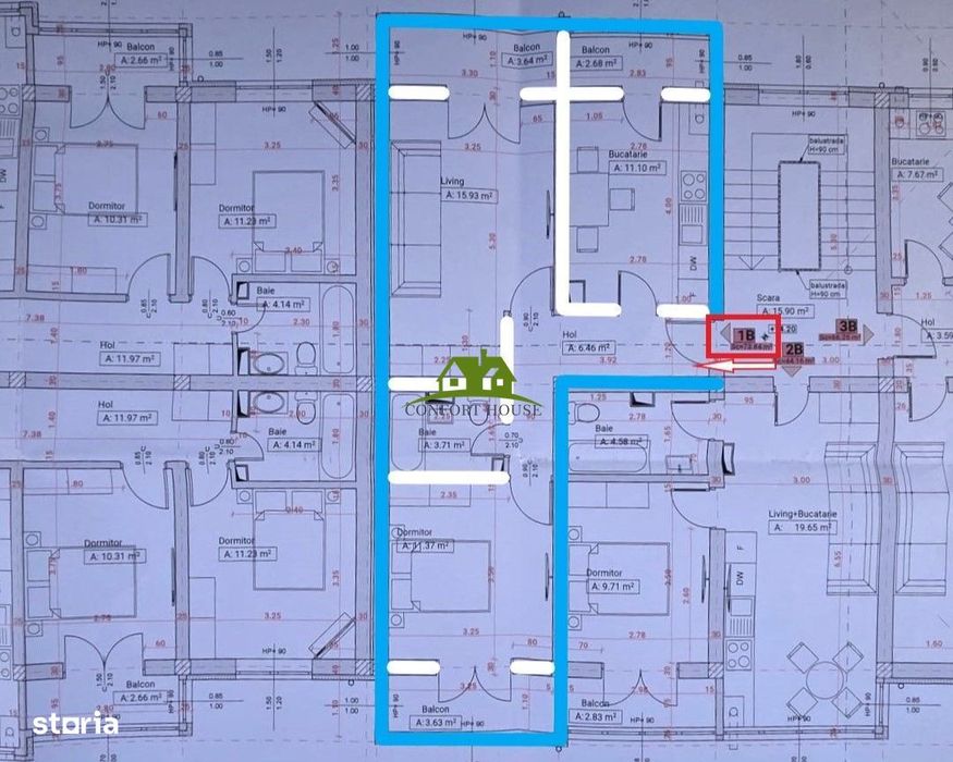 APT. nou in Ostroveni | Tip A | Iulie | Centrala proprie |3 Balcoane