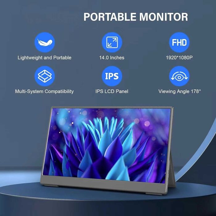 14" IPS FULLHD Портативный монитор для ноутбука ,телефона,приставки