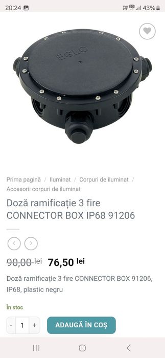 Doză Ramificație 3 Fire CONNECTOR BOX – Model 91206, IP68 – Nou!