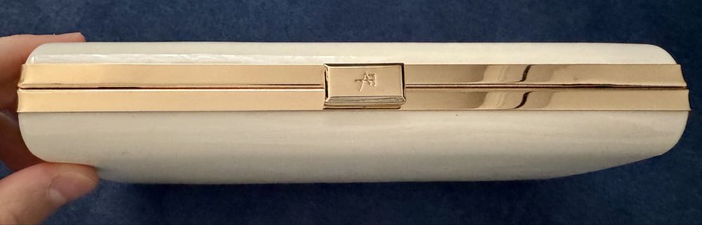 Geanta plic simpla, crem/alb, satin, Anna Field