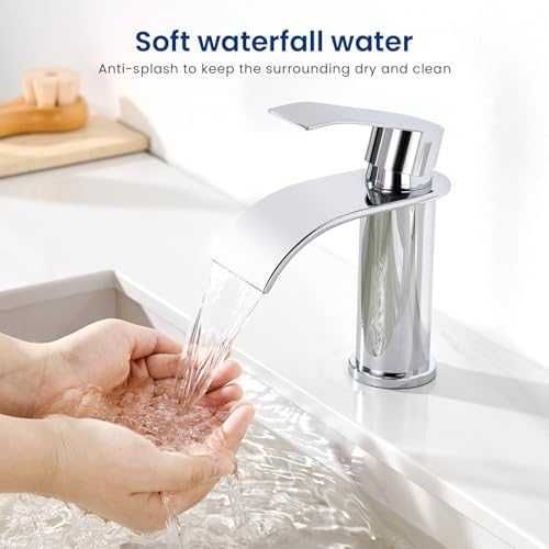 Нов Модерен смесител за баня Waterfall хром G1/2 маркучи Кран чешма мивка