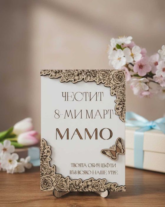 Персонализиран дървен подарък за 8ми Март