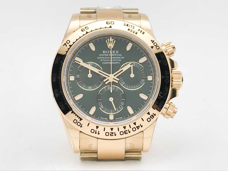 Rolex Daytona 116508 "John Mayer" – жълто злато, зелен циферблат, 40mm – реални снимки