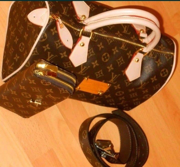 Set geanta LV Speedy +curea+portofel,saculet, etichetă