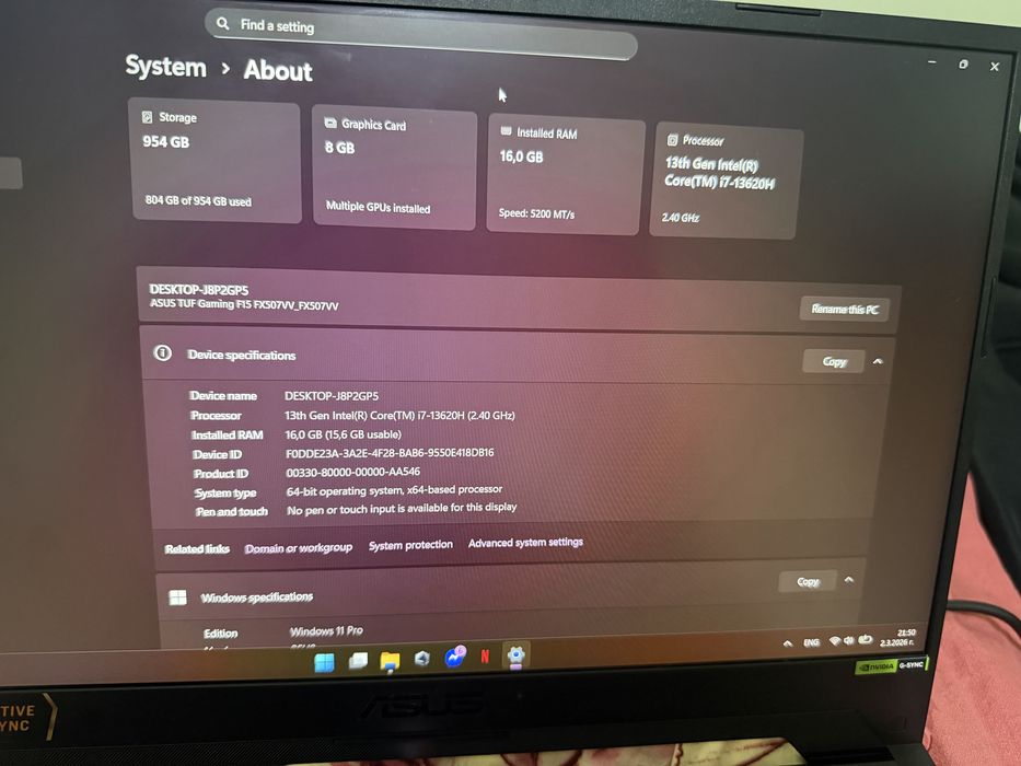 Лаптоп ASUS - TUF F15 FX507VV  със джойстик и охлаждаща стойка