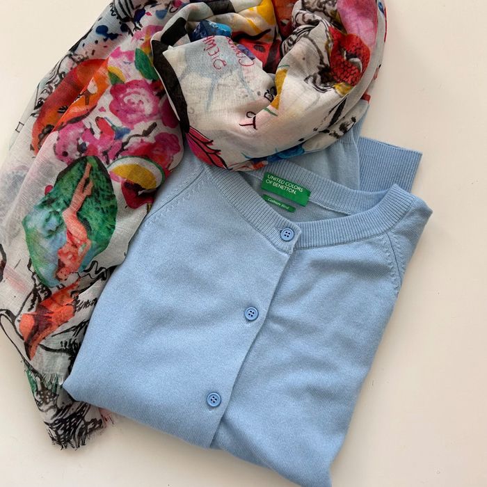 Benetton страхотна мека жилетка в небесно син цвят