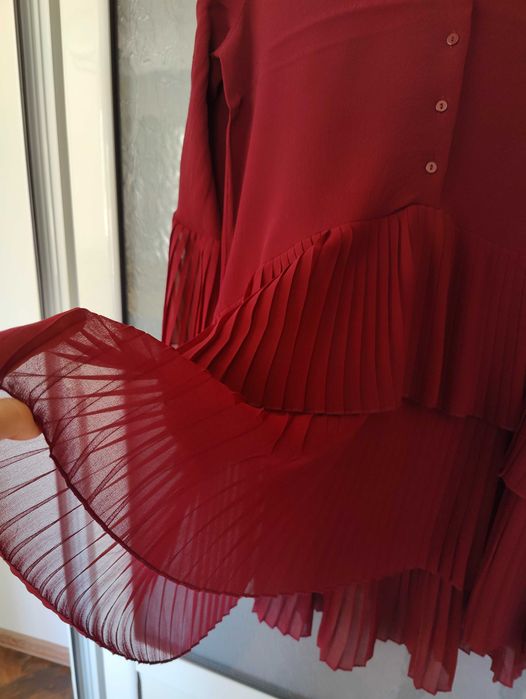 Бордо плисирана туника ZARA размер S
