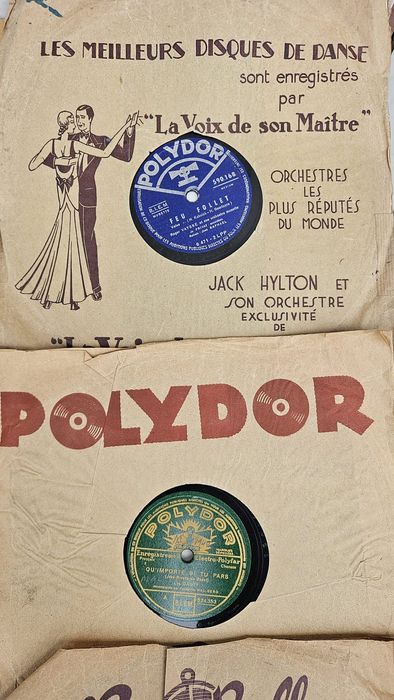 Colecție de peste 60 discuri patefon 78 rpm muzica interbelică, jazz, chanson