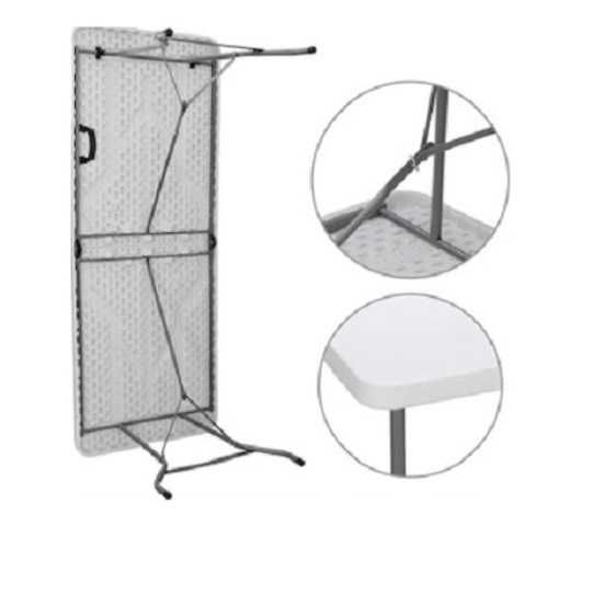 Сгъваема маса за дом, къмпинг или градина, 180/74/74 см., бяла