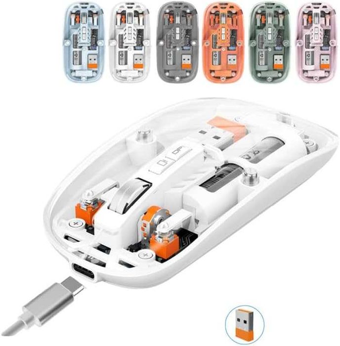 Прозрачная Магнитная мышь M233, тройной режим, 2,4 ГГц, Bluetooth