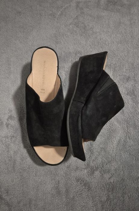 Papuci Marina Seval din piele și catifea !