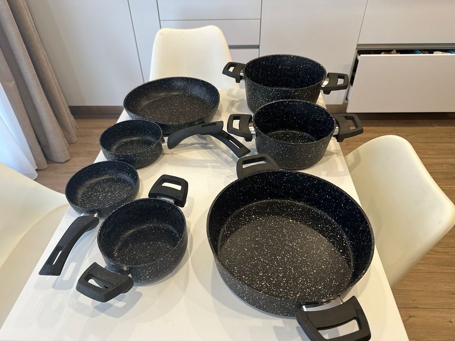 Set oale + tigăi granit antiaderente Karaca , complet, cu capace