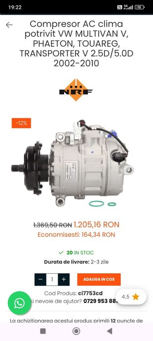 Compresor ac clima nou
