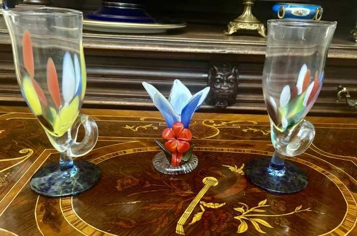 Rafinat lot-cupe Burchetta Dansk-mini vaza Murano-Italia