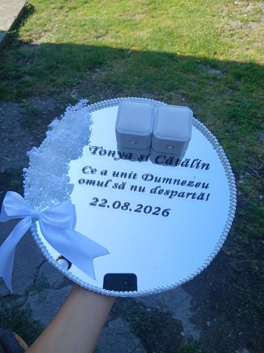 Set  gătit nunta ,mire-mireasa ,oglinda verighete