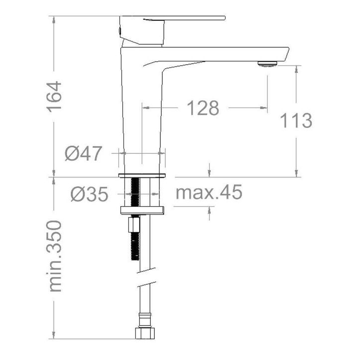 Baterie lavoar RAMON SOLER - Alexia M cu monocomandă, grafit