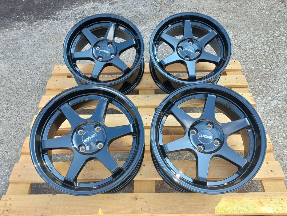 17.4x100 Rays t37 Volk Racing 7.5ж ет35 vw opel honda suzuki bmw e30 Piano Black.