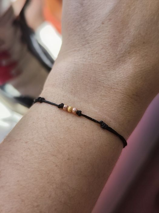 Brățară reglabila handmade cu bile din argint placate cu aur 14k