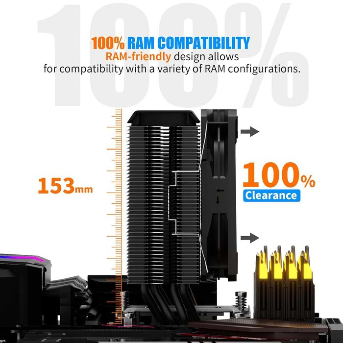 Охладител за процесор upHere P4K с 4 медни тръби и 120мм вентилатор