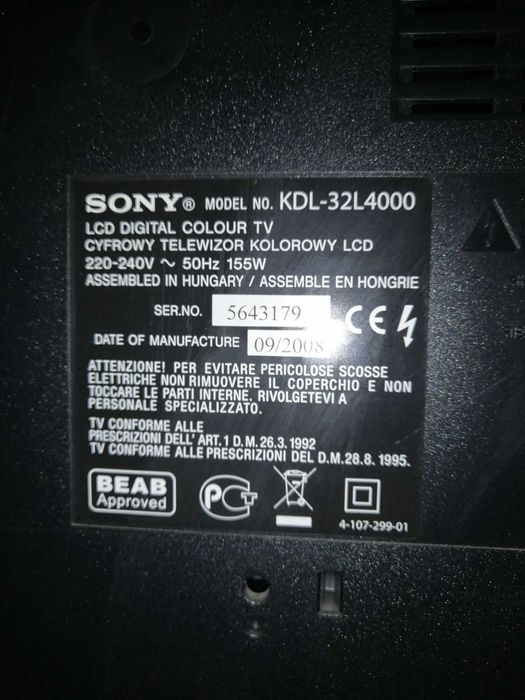 Телевизор Sony 1080I LCD KDL-32L4000