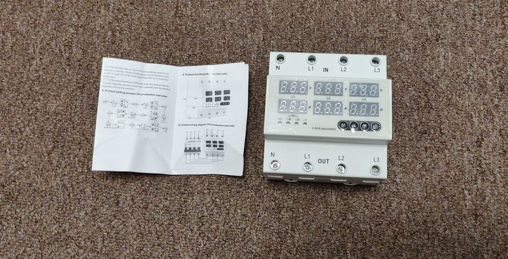 Реле защиты от перепадов напряжения 5–63A (3 фазы) РКН-3