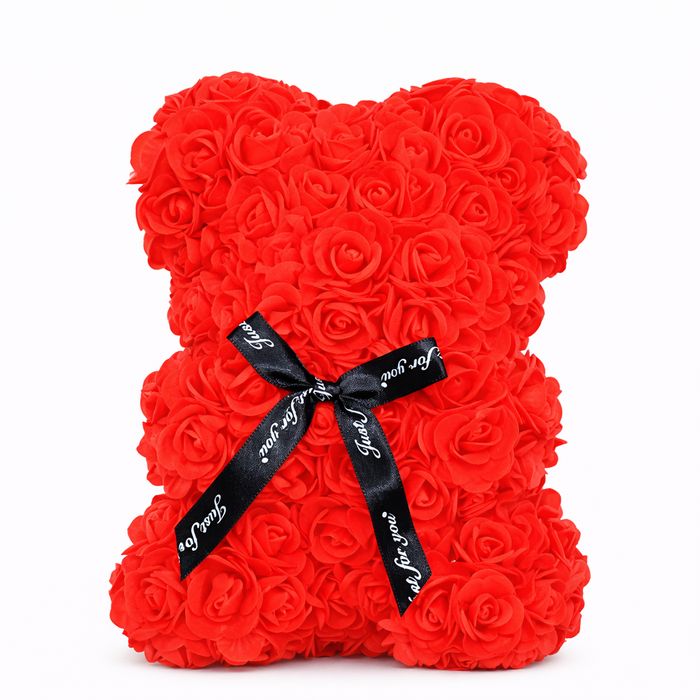 Ursulet din Trandafiri 25cm cu Flori de Spuma
