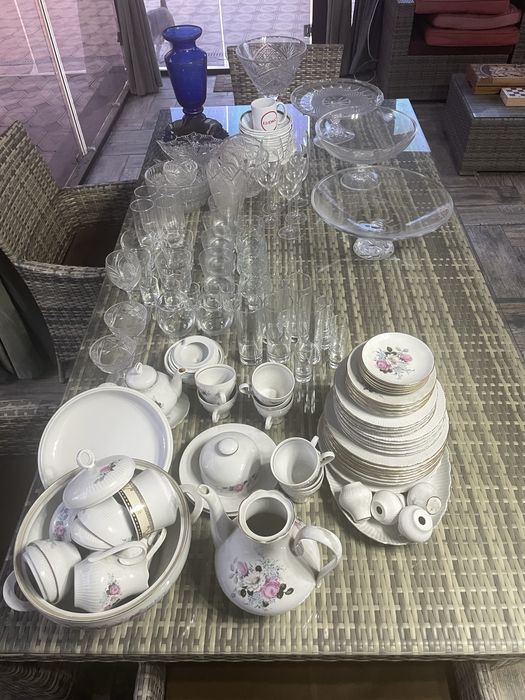 Винтажный сервиз + хрусталь — полный набор