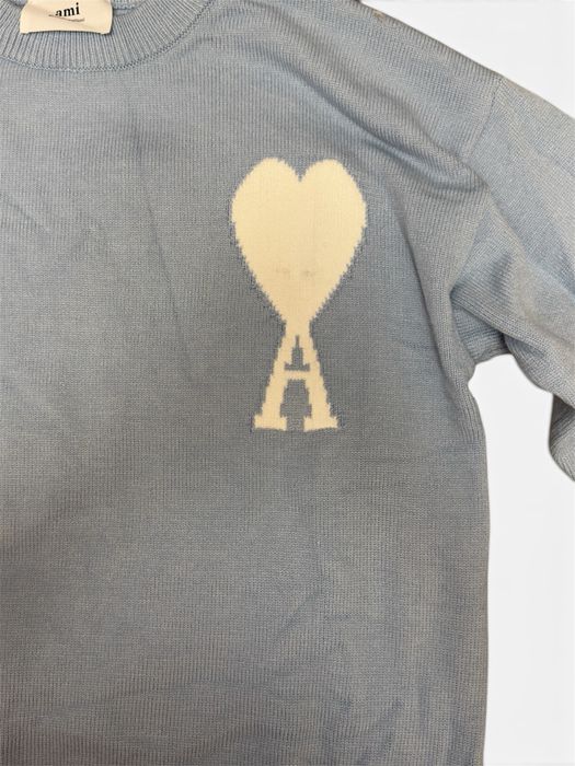 Ami Paris Ami de Coeur Плетен Пуловер – Светлосин
