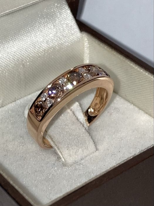 Inel aur rose 18kt.cu diamante fancy