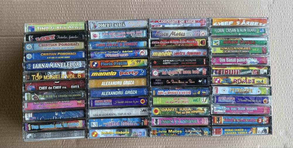 Lot 48 casete cu manele si muzica romaneasca de petrecere