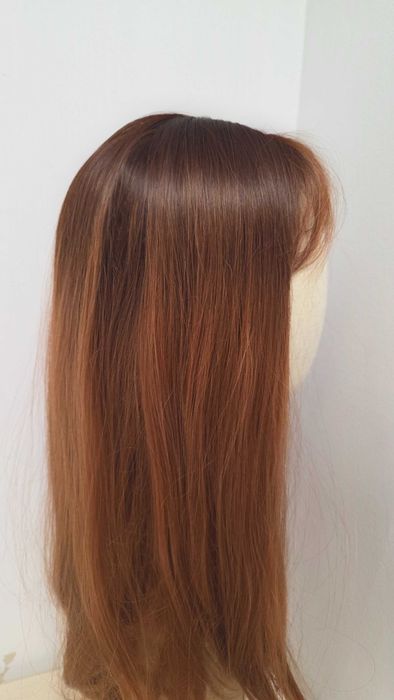 Perucă Haircube lungă dreaptă castaniu arămiu / roșcat – breton lateral