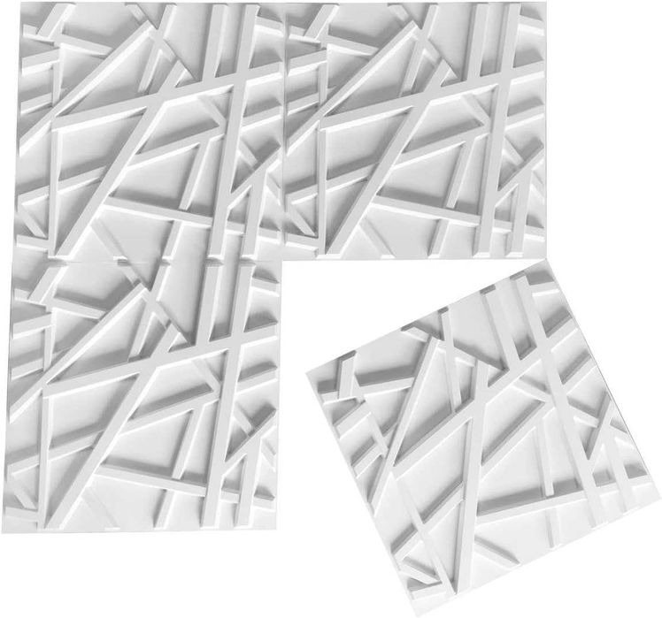 Art3d стенни панели с ивици 50 x 50см (опаковка от 12бр), 3 м², бели