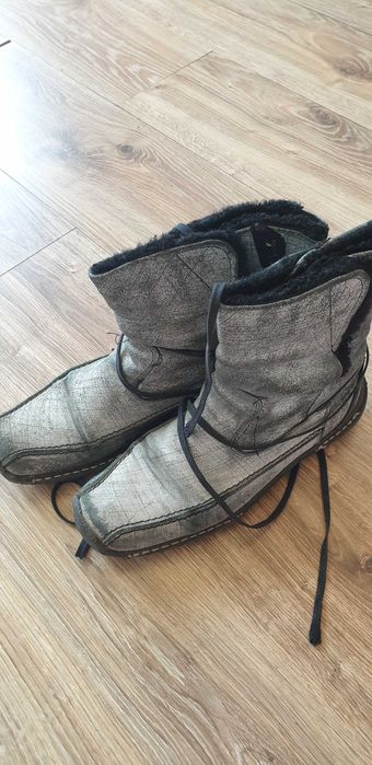 Дамски боти кожа, шити, каучукова подметка 40