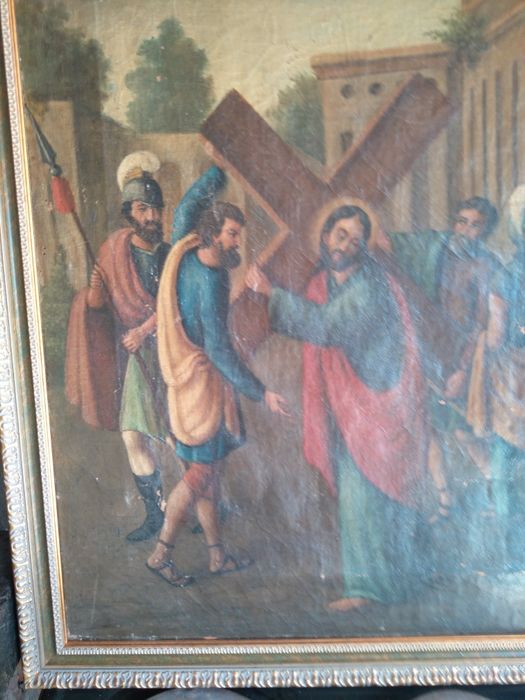 Продавам огромна картина масло върху платно 18 век Витлеемска сцена