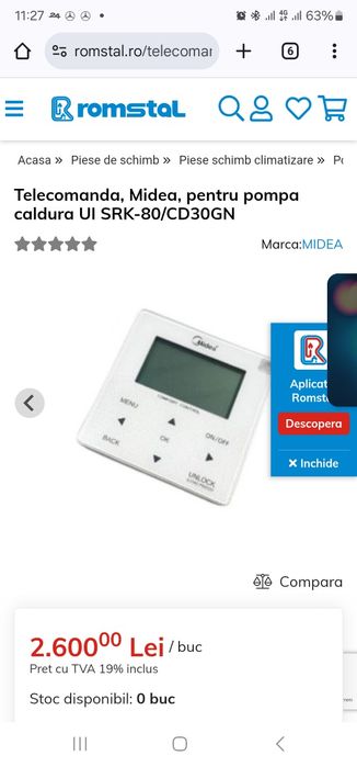 Telecomandă Panou Control ,termostat digital Pompe /Centrală/ Clime Ae