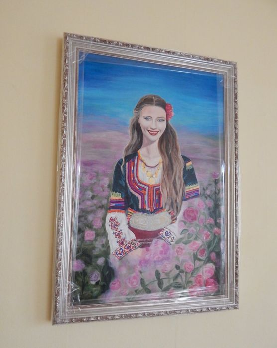 "Българка", акрилни бои на платно, рамкирана