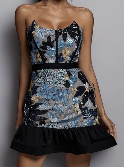 Къса синя рокля Bella Barnett